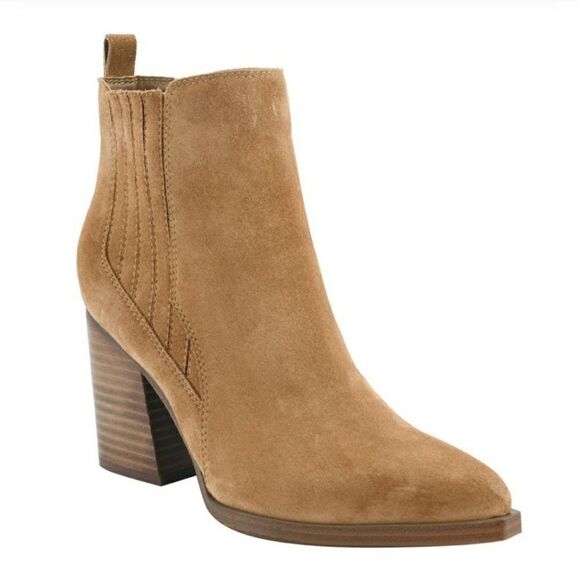 New Marc Fisher Women’s Ankle Boots sz 11 Madden Suede bootie brown tan western - Picture 1 of 6